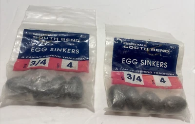 Lote de 2 paquetes de colección South Bend FEG7 de 4 hundidores de huevos cada uno 3/4 oz pesas de pesca Foto 1 de 4