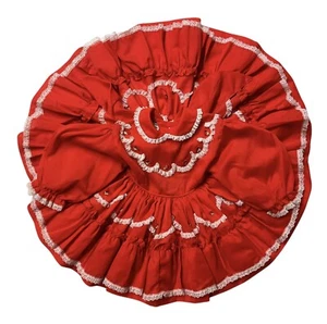 Vtg Mary Louise Original Ruffled Circle Dress Girls Size 2T Red Lace Trim Party - Picture 1 of 12