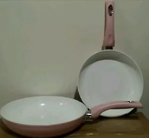 NEW 2 Pink BIALETTI AETERNUM CERAMIC PANS NON-STICK SAUTE FRY PANS》9.5", 11" - Picture 1 of 7