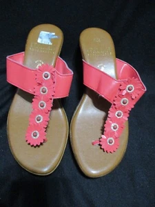 New Without Tags or Box Italian Shoemaker Orange Wedge Thong Sandals Sz 8.5 - Picture 1 of 6