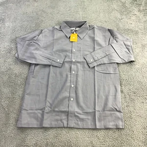 LF Markey Top Womens 8 Button Up Linen Cosmo Blouse Shirt Casual Loose Fit Blue - Picture 1 of 12