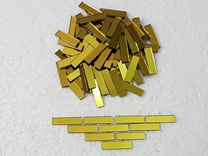 100 pezzi, piastrelle a specchio in vetro dorato, circa 0,5 x 2 cm, spessore 1 mm, arte e artigianato - Foto 1 di 4