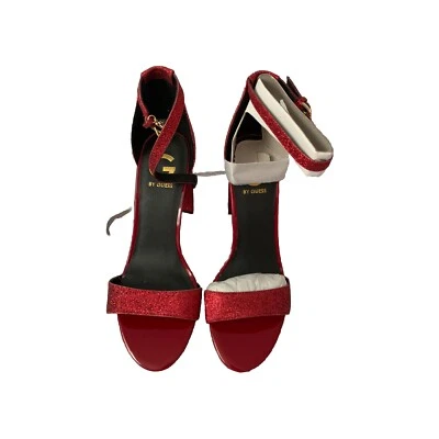 NEW Women G Guess Shantel3 Ankle Strap Block Heel Sandals, Dark Red 7.5 - Image 1 of 4