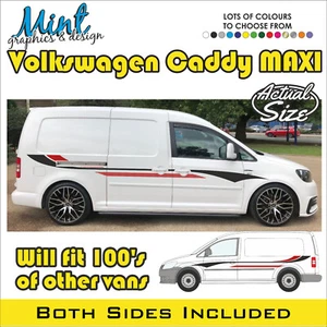 VW CADDY MAXI Side Stripes SPORT LINE Decals Stickers Van Graphics FREE P&P 036 - Picture 1 of 4
