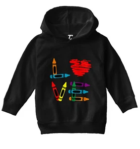 Love Crayons - Coloring Book Heart Artisit Creative Toddler/Youth Hoodie - Picture 1 of 12