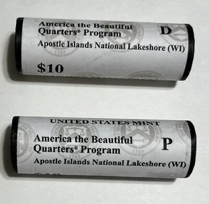 2018 P and D AMERICA THE BEAUTIFUL APOSTLE ISLAND QTRS - 2-$10 US MINT ROLLS - Picture 1 of 2