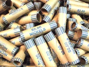 40 Nickel - 5 Cent - Coin Wrappers / Tubes - Crimped On One End - N.F. String - Picture 1 of 1