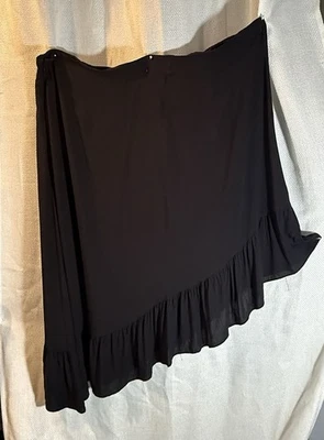 Nine West Black Rayon Asymmetrical Midi Skirt XXL Fits XL New With Tags - Image 1 of 4