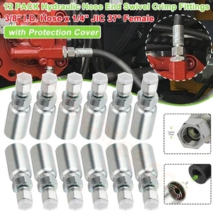 12x Hydraulic Hose End Fittings 3/8" x 1/4" JIC 37° Female with Protection Cover - Picture 1 of 17