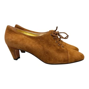 Scarpe stivaletti stringati vintage Escada donna marrone scamosciato US 9,5 Made Italy - Foto 1 di 8