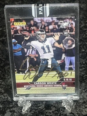 2016 Panini Instant Carson Wentz RC  Auto Gold 8/25 Also In Pen Panini Sealed - Image 1 of 4