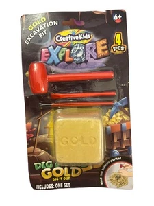 Kit d'excavation doré neuf explorer creuser et trouver jouet d'activité créatif pour enfants 4 pièces - Photo 1/2