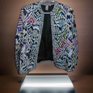 SILKLAND GIACCA BLAZER DONNA FODERATA DISEGNO COLORATO TAGLIA XL - Foto 1 di 3