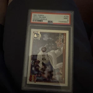 1991 TOPPS DESERT SHIELD #720 CECIL FIELDER PSA 9 TIGERS - Picture 1 of 2