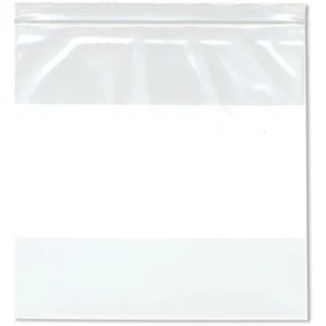 Bolsas de plástico Plymor de 10" x 10", 4 mil de alta resistencia con cremallera de bloque blanco - Imagen 1 de 3