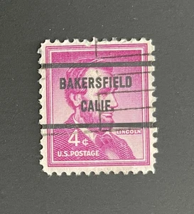 Bakersfield, California Type 71 Precancel - 4 cents Lincoln - U.S. #1036 - CA - Picture 1 of 1