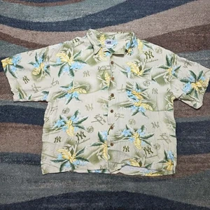 Camisa Hawaiana Vintage LEE New York Yankees Botón Rayón Manga Corta XXL - Imagen 1 de 8