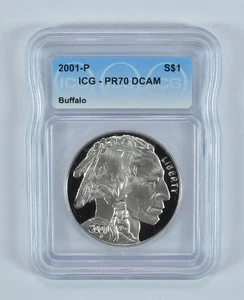 2001-P Buffalo Commemorative Silver Dollar PR70 DCAM ICG *6141 - Picture 1 of 5