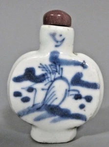 China Chinese Blue & White Fungi Porcelain Snuff Bottle Qing ca. 19-20th c. - Picture 1 of 8