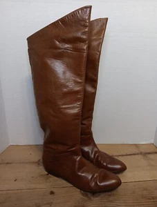 Joan & David Couture Women 8 N Brown Made In Italy Leather Knee High Boot Narrow - Picture 1 of 13