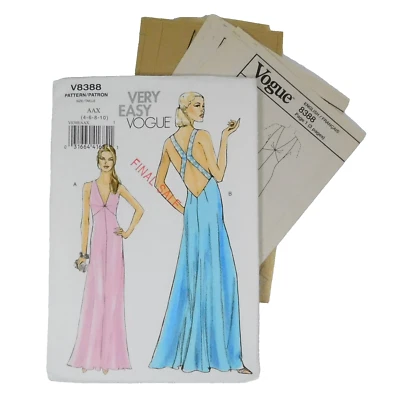 Vogue 8388 Misses Dress Pattern Size 4-10 UNCUT Low Cut Back Floor Length Gown - Image 1 of 4