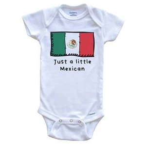 Just A Little Mexican Funny Cute Mexico Flag One Piece Baby Bodysuit - Picture 1 of 2