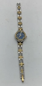 Fossil Damenuhr gold- und silberfarbenes Metallband, blaues Zifferblatt - Bild 1 von 5