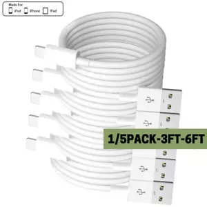 1/5Pack For iPhone 13 12 11 8 7 6 SE USB Fast Charger Cable Charging Cord 3/6Ft - Picture 1 of 20