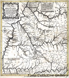 Mapa de Kentucky 1784 después de la expedición Daniel Boone - Póster en 5 tamaños - Imagen 1 de 1