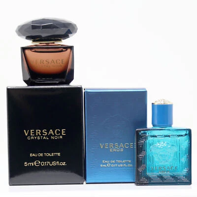 2pc Mini Gift Versace Crystal Noir EDT 5ml and Eros Men EDT 5ml, Brand New!! - Image 1 of 2
