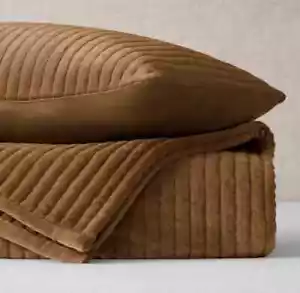 Restoration Hardware Tate Velvet Channel King/California King Quilt - Burnt Carm - Picture 1 of 5