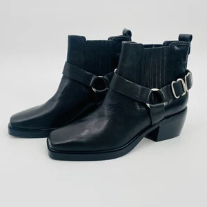 NWOB Sam Edelman Womens Size 5M Black Pull On Bellamie Booties Grunge Square Toe - Picture 1 of 11
