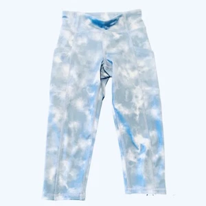 GapFit Girls Athletic Capri Tie Dye Leggings Pants, Size Small (6/7), Blue/White - Picture 1 of 7