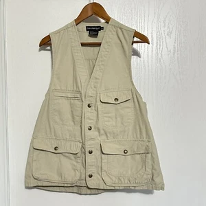 Calvin Klein Men Beige Denim Utility Tactical Vest Fishing Safari Size Large - Picture 1 of 12