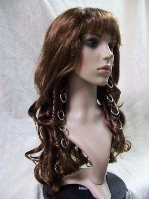 Brown Warrior Queen Wig Mythical Goddess Pierced Braids Amazon Viking Princess - Image 1 of 4