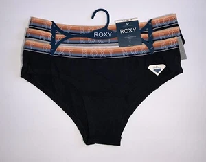 Ropa interior Roxy para mujer XL algodón hipster paquete de 3 bragas cintura gruesa negra nueva con etiquetas - Imagen 1 de 3