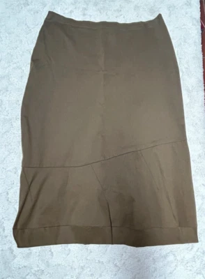 Lilith Women's A-Line Midi Skirt Size XL Cotton Blend Stretch Office Brown Lined - Image 1 of 4