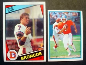 1984 Topps Football #63 John Elway RC & 1985 Topps Sticker #24 - Picture 1 of 13