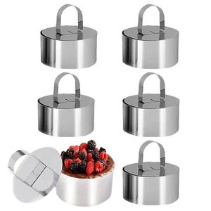 Set of 6 Stainless Steel Cake Baking Pans Round Mould Set Cake Ring Mould Tools - Picture 1 of 7