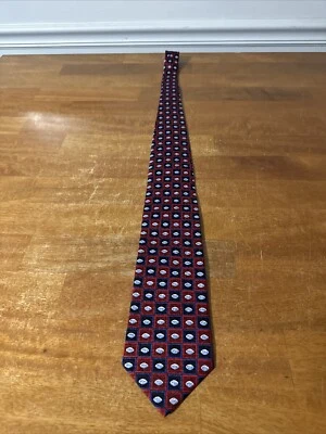 Pfizer Corbata Hombre 100% Seda Corbata Multicolor Rojo Azul Foto 1 de 4