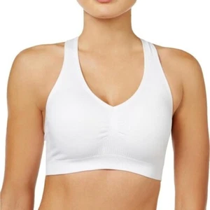 IDEOLOGY Intimates White Low Impact Scoop Neck Strappy Back Sports Bra Plus size - Picture 1 of 10