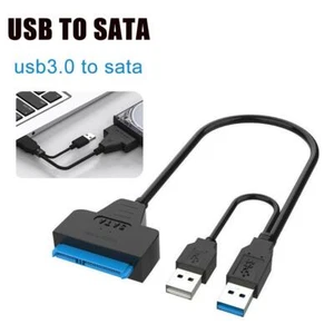 Dual USB 3.0 to SATA Hard Drive Adapter Cable, 2.5 USB Q9L7 Converter HDD K6F3 - Photo 1/14