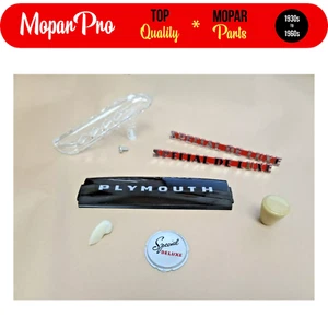 SE ADAPTA 1946-1948 PLYMOUTH P15 TOTALMENTE NUEVO KIT EMBLEMA PERNO, EMBLEMA, MEDALLÓN, GUIÓN - Imagen 1 de 8