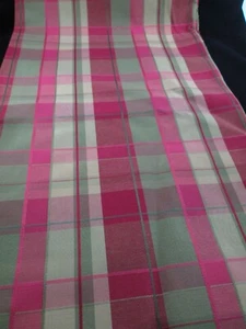 Upholstery Pillow Fabric Plaid Cranberry Green 1 Yard 19" of 56" Wide Heavy Poly - Picture 1 of 8