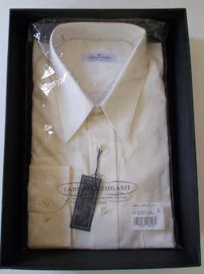 FABIO INGHIRAMI camicia uomo Made in Italy,Cotone avorio man.lunga,tg42/16.5 €99 - Immagine 1 di 4