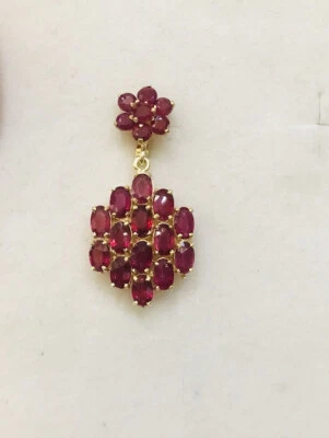 14k Solid Yellow Gold Cluster Five Row Pendant With Oval Ruby5.3CT3.45GM - Image 1 of 4
