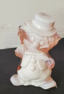 MOSSER GLASS PINK & WHITE SLAG Clown Chatty MINIATURE FIGURINE - Picture 1 of 12