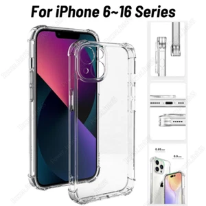 For iPhone 16 15 14 13 12 11 XS 8 Shockproof Clear Phone Case Wholesale Bulk Lot - Picture 1 of 8