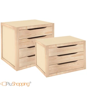 CASSETTIERA IN LEGNO NATURALE CON CASSETTI MOBILETTO PORTAUTENSILI ARREDO CASA - Foto 1 di 5