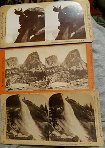Yosemite 3 fotos estereovistas de Snow's Hotel Glacier Pt & Nevada Falls 1890  - Imagen 1 de 9